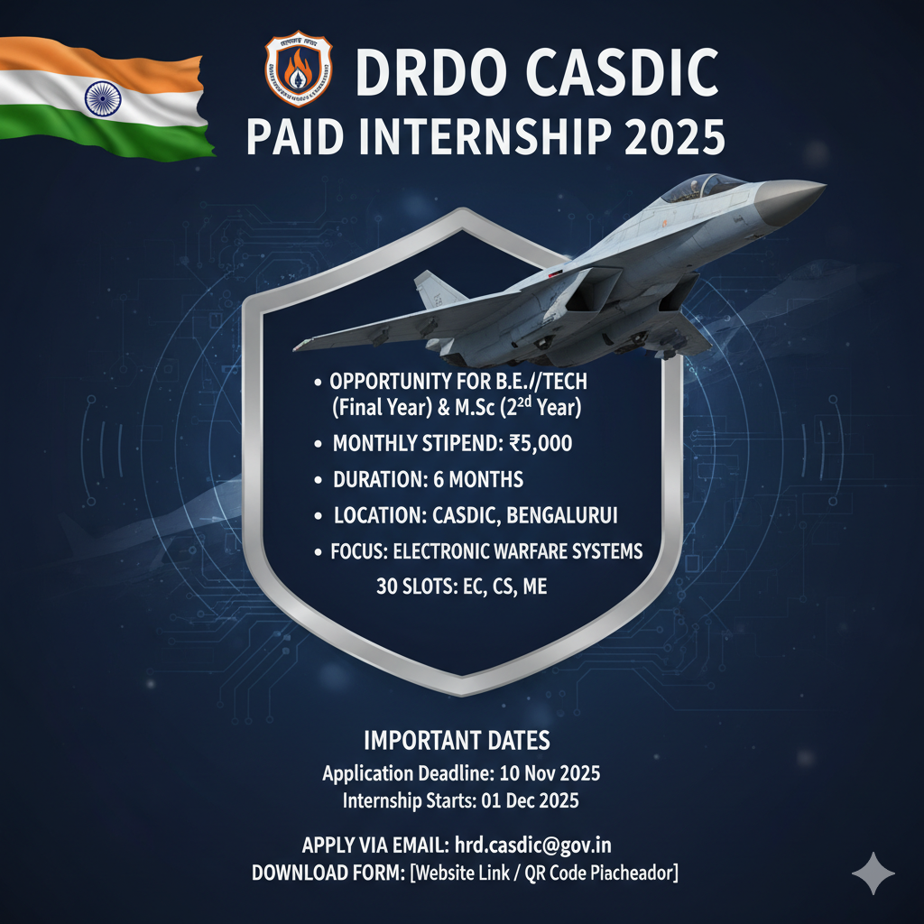 DRDO CASDIC Paid Internship 2025