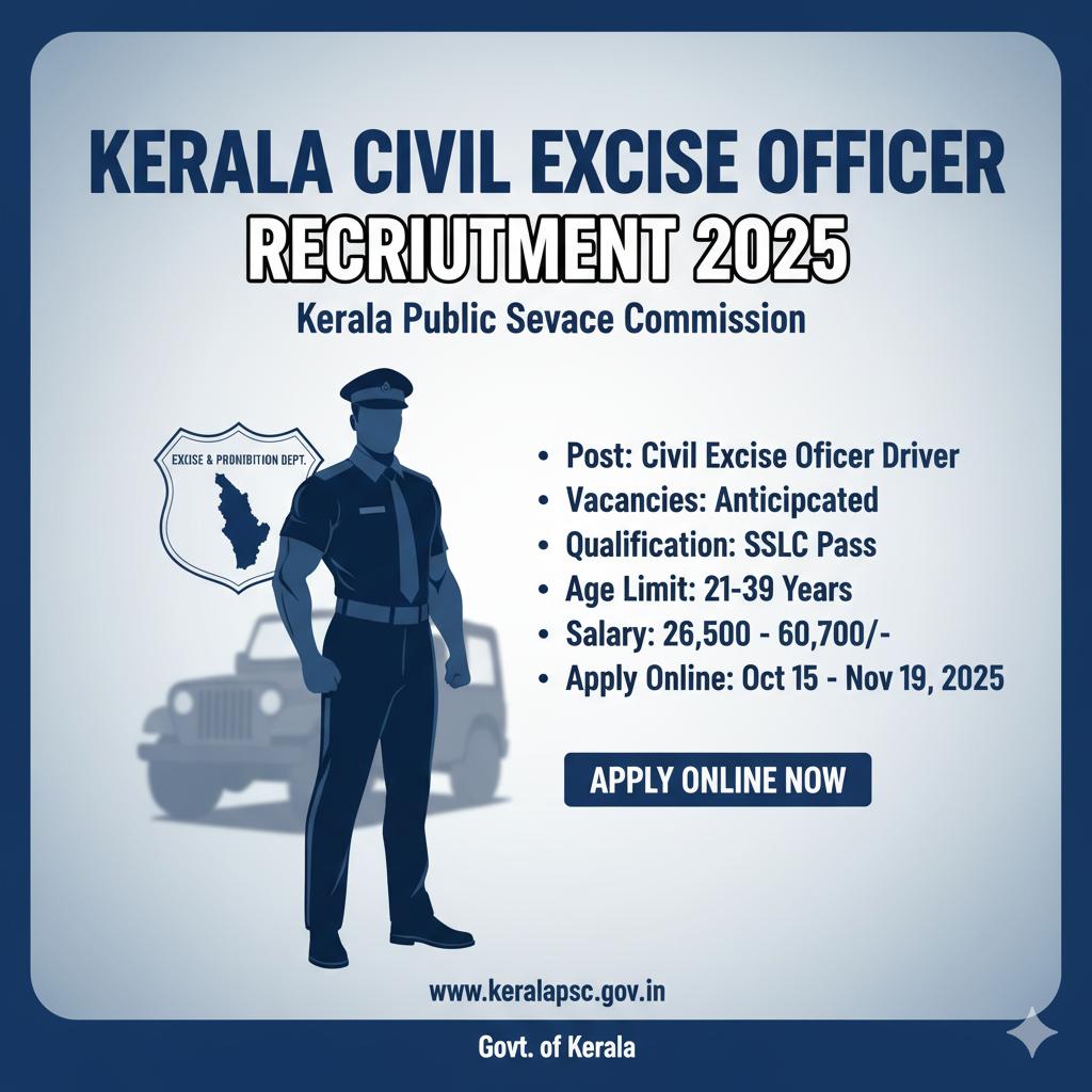 Kerala Civil Excise Officer Recruitment 2025
