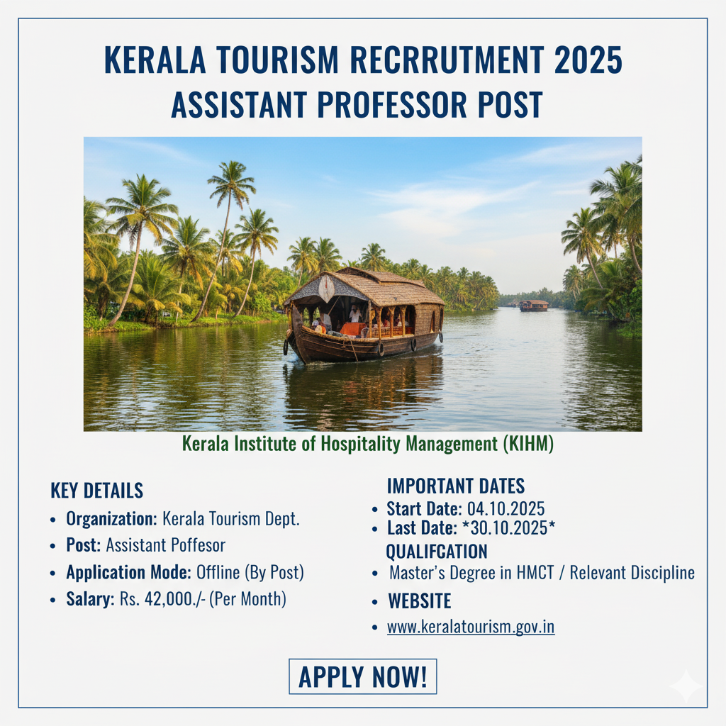 Kerala Tourism Recruitment 2025