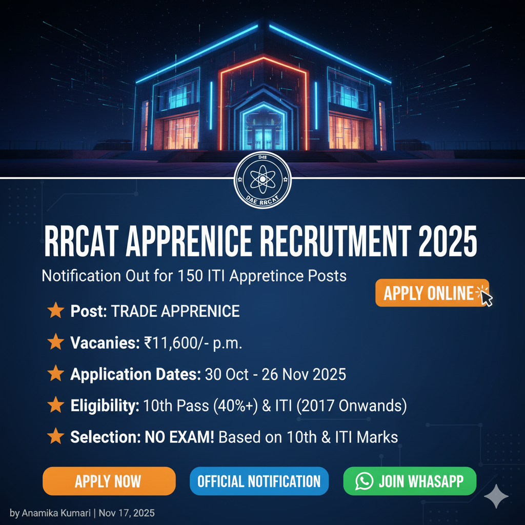 RRCAT Apprentice Recruitment 2025 (TASAR-2025),