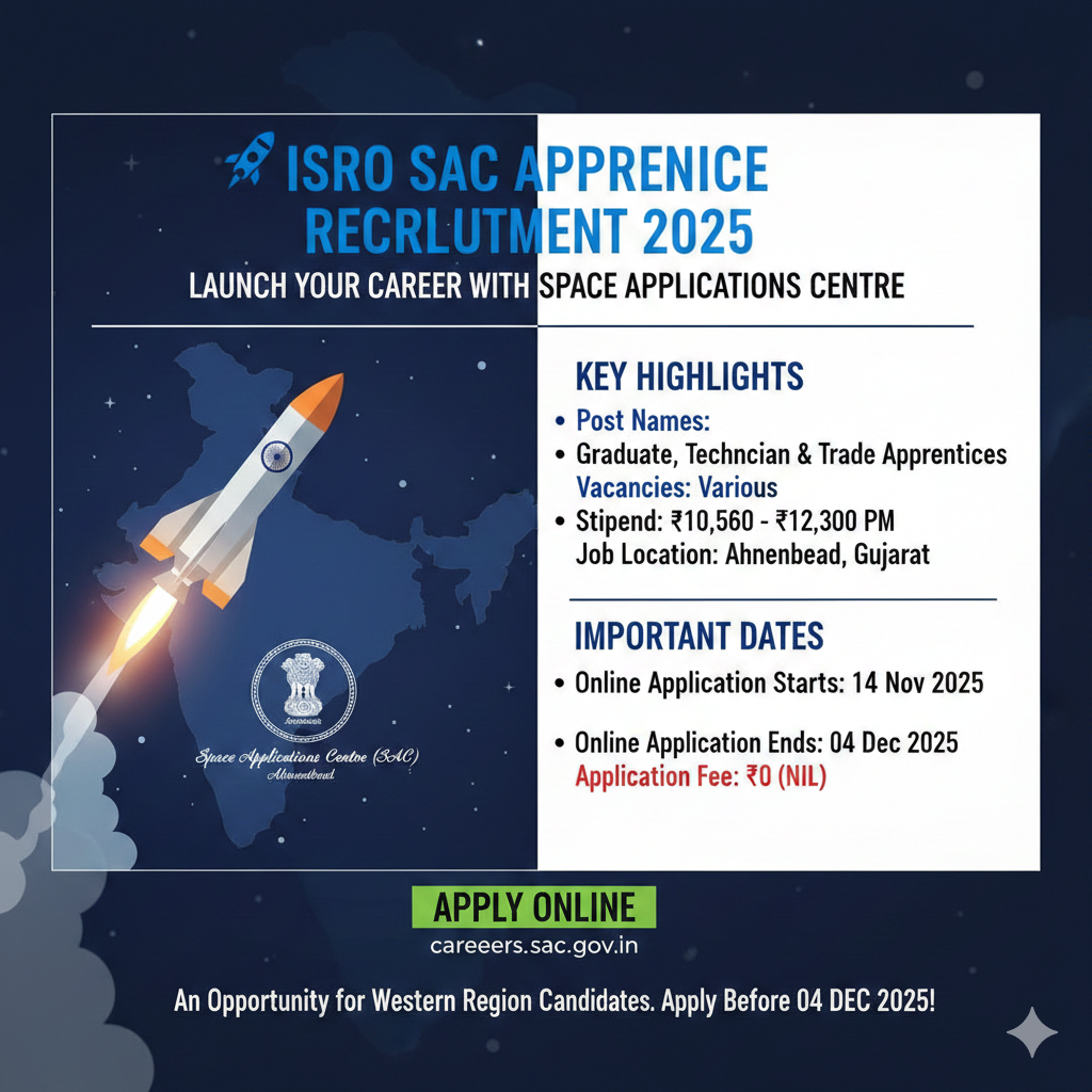 ISRO SAC Apprentice Recruitment 2025