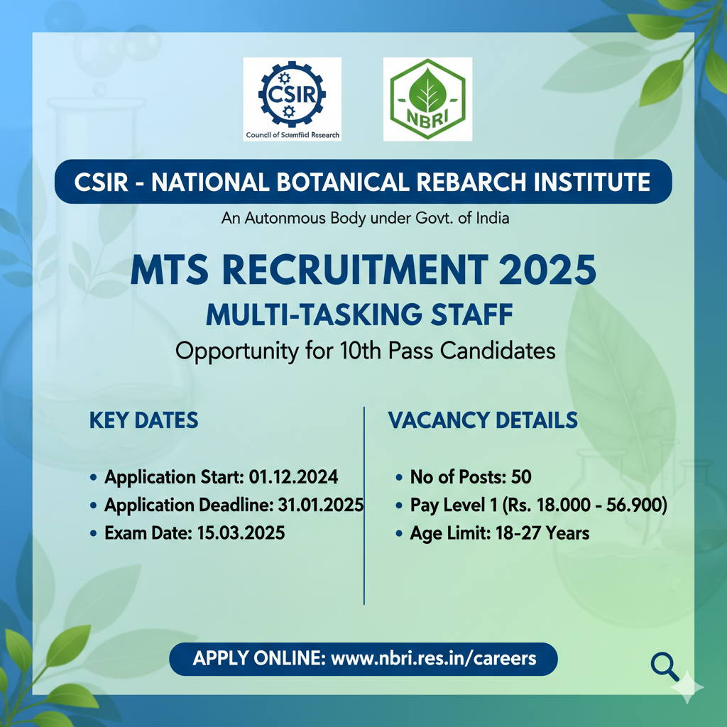 CSIR NBRI MTS Recruitment 2025